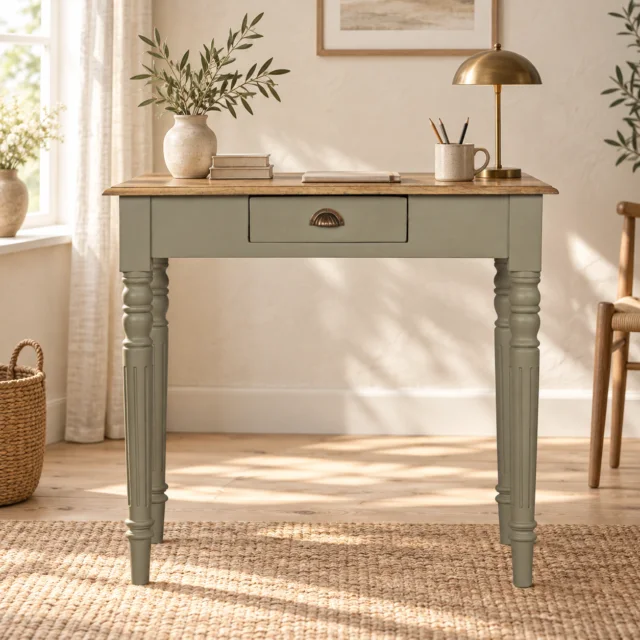 Forma Hand Painted Writing Desk — Natural — styled interior