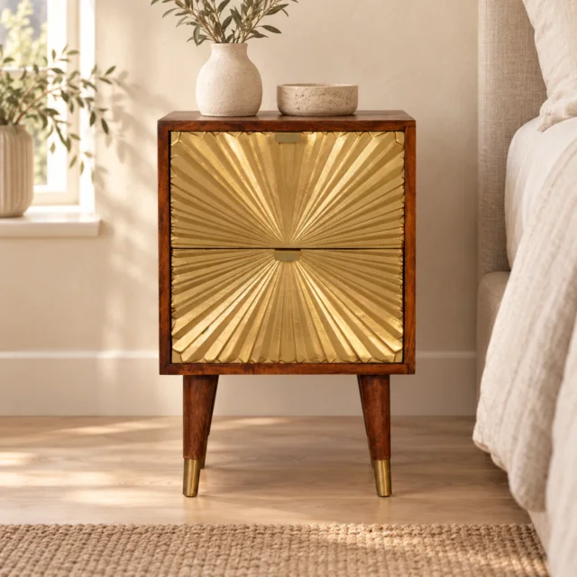 Mila Gold Bedside — Chestnut — styled interior
