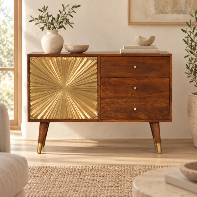 Mila Gold Sideboard — Chestnut — styled interior