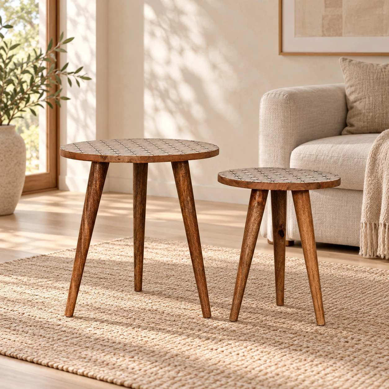 Nord Nesting Stools — Set of Two — styled interior