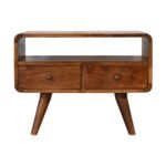 Lina Petite Curved Media Unit with 2 Drawers — Chestnut — product photograph