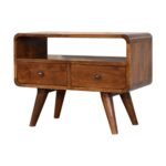 Lina Petite Curved Media Unit with 2 Drawers — Chestnut — product photograph