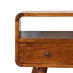 Lina Petite Curved Media Unit with 2 Drawers — Chestnut — product photograph