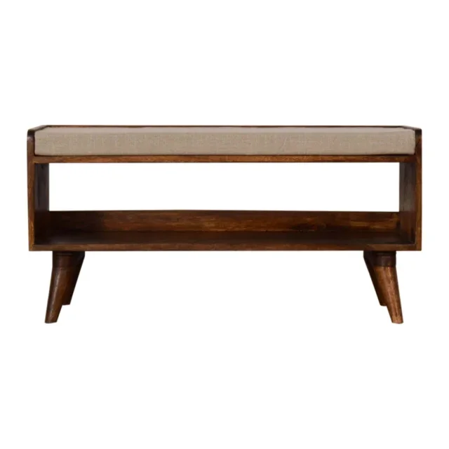 Nord Mud Linen Storage Bench — Chestnut — alternate view