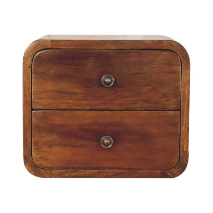 Lina Petite Two-Drawer Floating Bedside — Chestnut