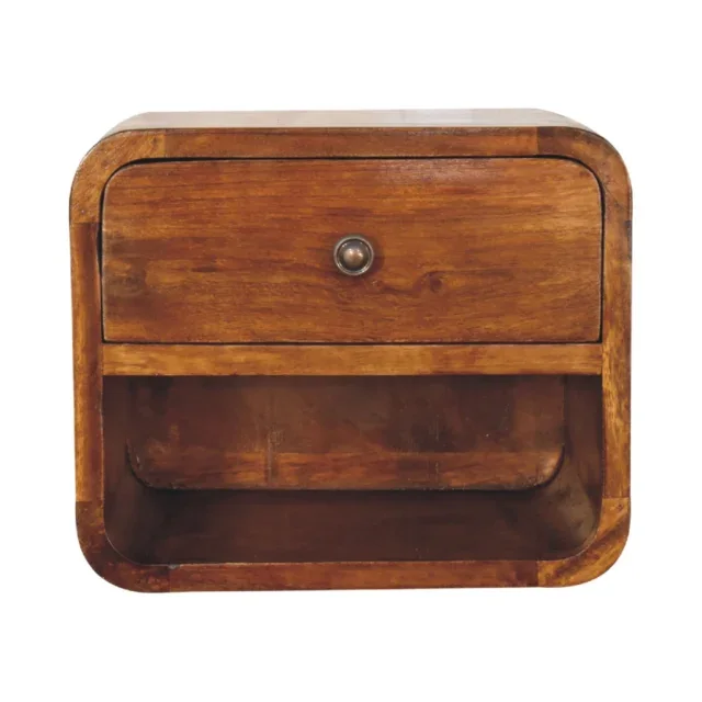 Forma Petite Floating Bedside with Lower Shelf — Chestnut — alternate view