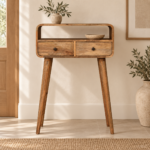 Lina Petite Curved Console Table — Natural — styled interior