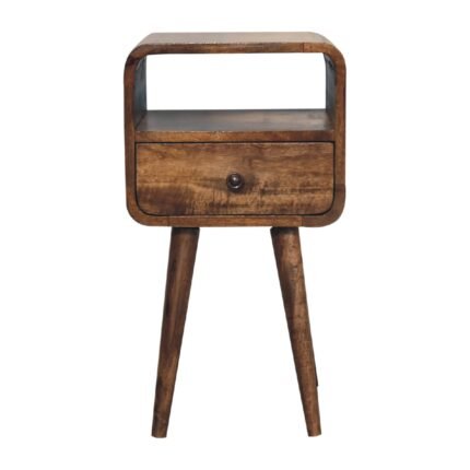 Lina Petite Bedside with Upper Shelf — Grey Washed