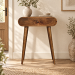 Lunden Petite Grey Console Table — Grey Washed — styled interior