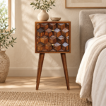 Forma Petite Cube Two-Drawer Bedside — Chestnut — styled interior