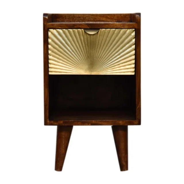 Mila Petite Gold One-Drawer Bedside — Chestnut — alternate view