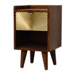 Mila Petite Gold One-Drawer Bedside — Chestnut — product photograph