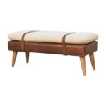 Forma Bouclé Buffalo Hide Leather Bench — Natural — product photograph