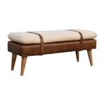 Forma Bouclé Buffalo Hide Leather Bench — Natural — product photograph