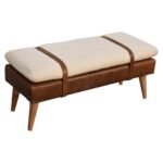Forma Bouclé Buffalo Hide Leather Bench — Natural — product photograph