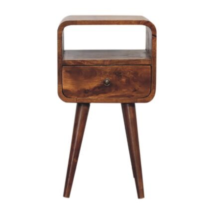 Lina Petite Bedside with Upper Shelf — Chestnut