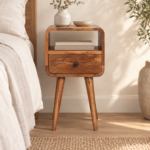 Lina Petite Curve Open Bedside — Natural — styled interior