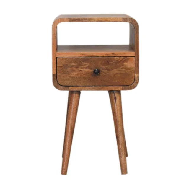 Lina Petite Bedside with Upper Shelf — Natural — alternate view