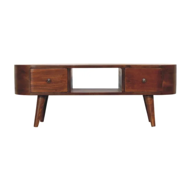 Lina Round Open Media Unit — Chestnut — alternate view