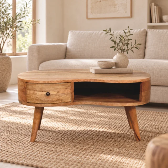 Forma Wave Coffee Table — Natural — styled interior