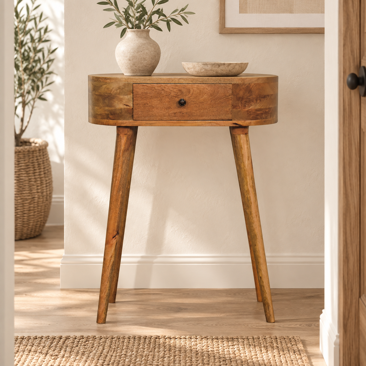 Albion Petite Console — Natural — styled interior