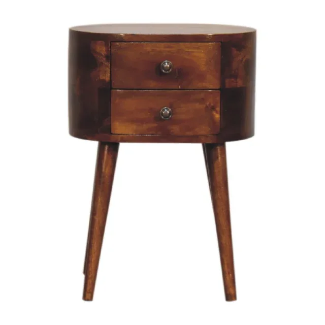 Lina Petite Rounded Bedside Table — Chestnut — alternate view