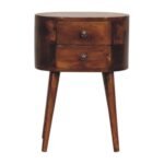 Lina Petite Rounded Bedside Table — Chestnut — product photograph