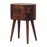 Lina Petite Rounded Bedside Table — Chestnut — product photograph