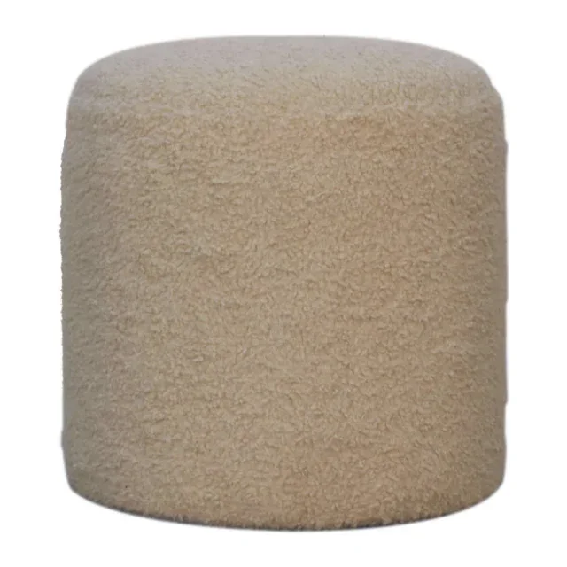 Lina Boucle Cream Round Footstool — alternate view
