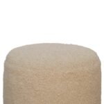 Lina Boucle Cream Round Footstool — product photograph