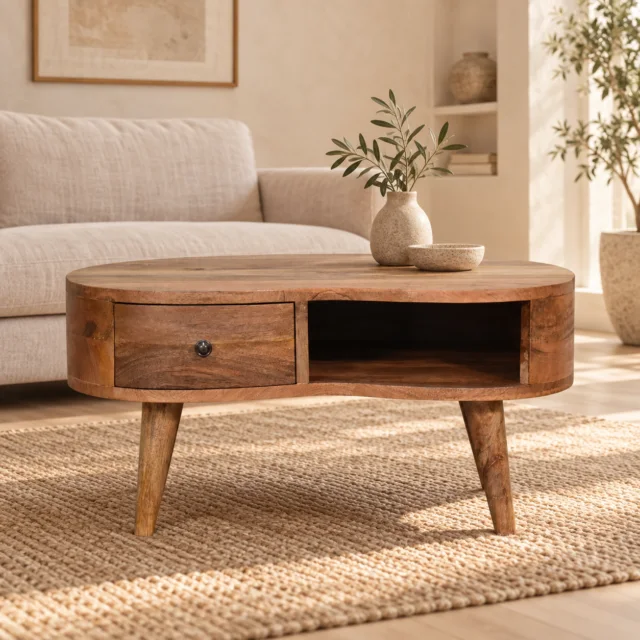 Forma Petite Wave Coffee Table — Natural — styled interior