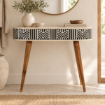 Edda Bone Inlay Console Table — Natural — styled interior