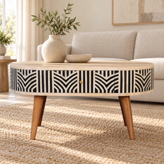 Edda Bone Inlay Coffee Table — Natural — styled interior