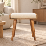 Forma Boucle Cream Tray Style Footstool — styled interior