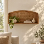 Larissa Rattan Wall Shelf — styled interior