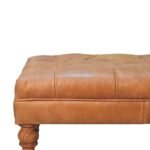 Forma Buffalo Tan Leather Ottoman with Castor Legs — Light Walnut — product photograph