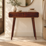 Lina Curved Hallway Table — Chestnut — styled interior