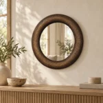 Forma Hammered Round Mirror — styled interior