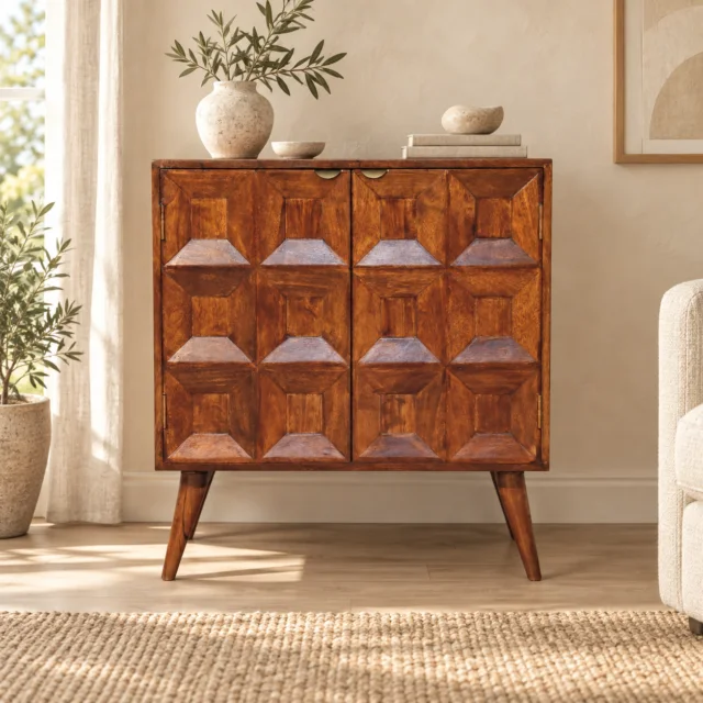 Quad Cabinet — Chestnut — styled interior