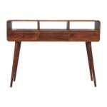 Lina Triple Curved Console Table — Chestnut — product photograph