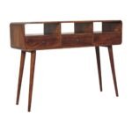 Lina Triple Curved Console Table — Chestnut — product photograph