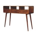 Lina Triple Curved Console Table — Chestnut — product photograph