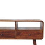 Lina Triple Curved Console Table — Chestnut — product photograph