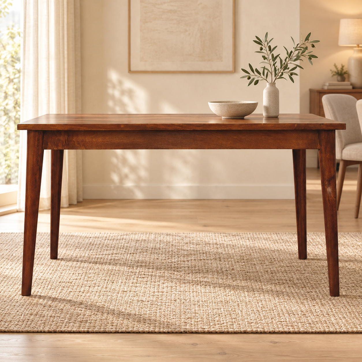 Nord Dining Table — Chestnut in a warm dining interior