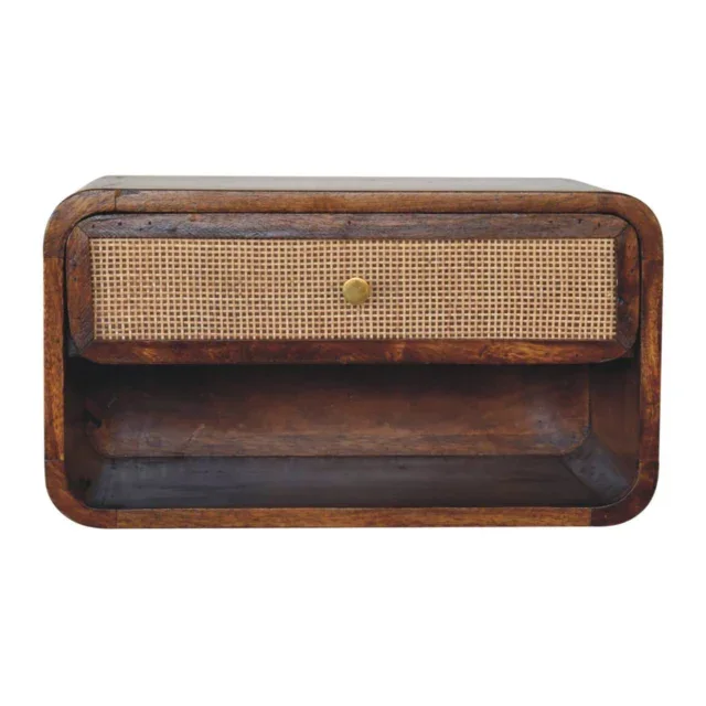 Forma Wall-Mounted Open Woven Bedside — Chestnut — alternate view