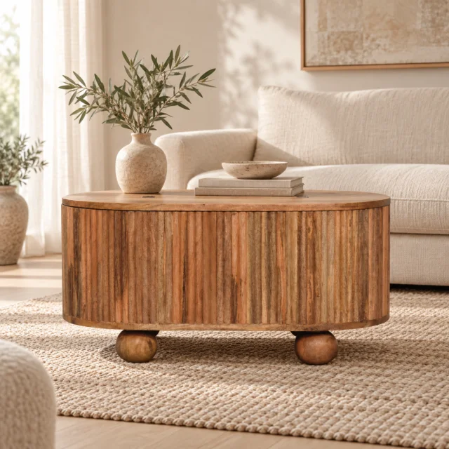Soba Ball Lid-up Coffee Table — Natural — styled interior