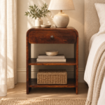 Aspen Open-Shelf Bedside — styled interior
