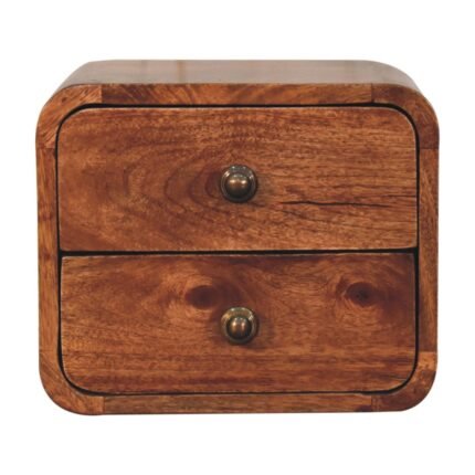 Lina Petite Two-Drawer Floating Bedside — Honey Caramel