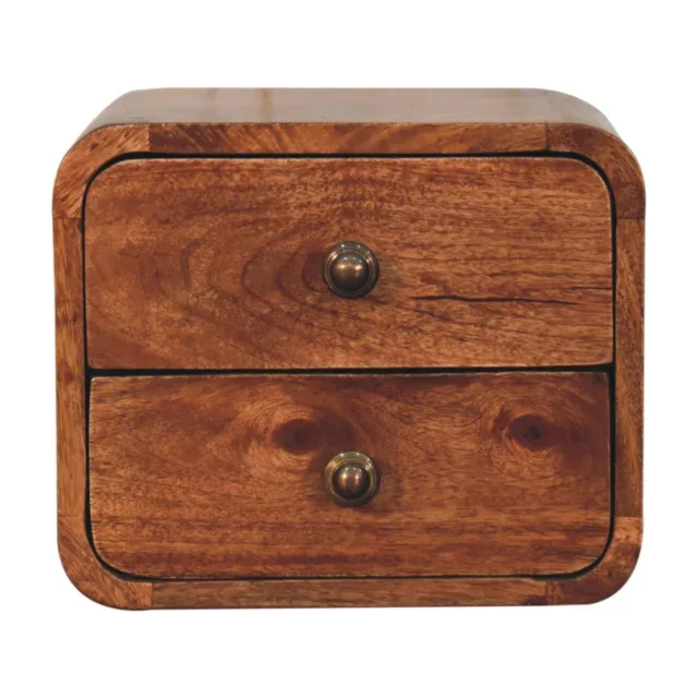Lina Petite Two-Drawer Floating Bedside — Honey Caramel — alternate view