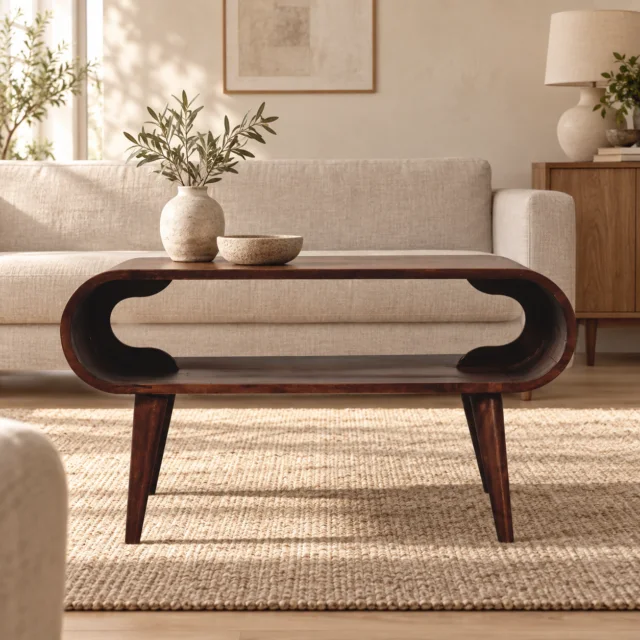 Walden Open Walnut Coffee Table — California Walnut — styled interior